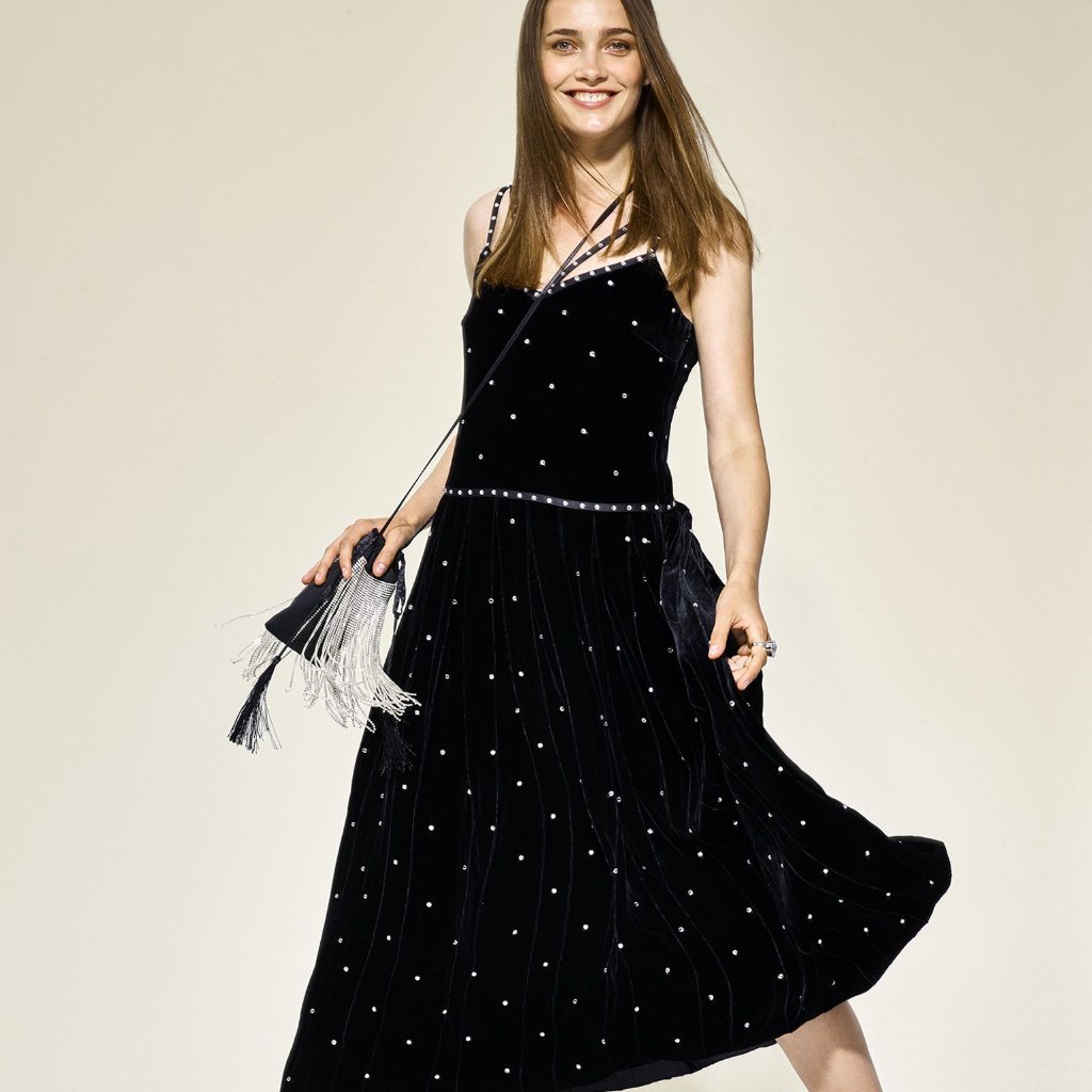 Worth Black Embellished Velvet Judy Dress